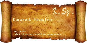 Koncsek Szabina névjegykártya